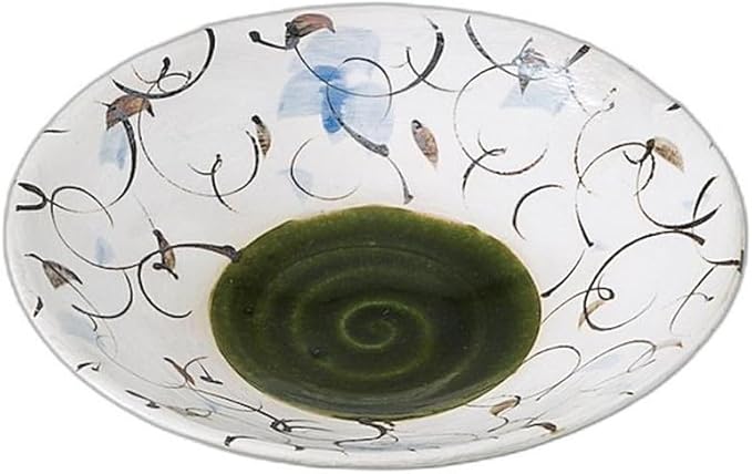 Oribe Hand-Painted Serving Pot [8.7 x 8.7 x 2.0 inches (22.2 x 22.2 x 5 cm) | Appetizer Plate, Setomonohonpo,