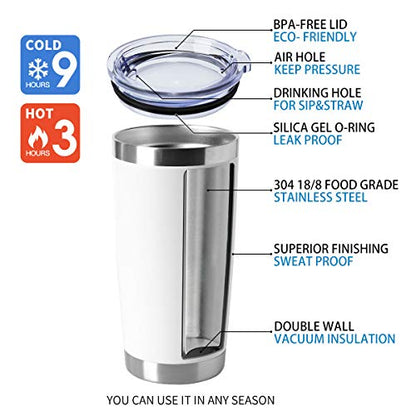 20oz Stainless Steel Tumblers Bulk (White-A / 4 Count (Pack of 1))