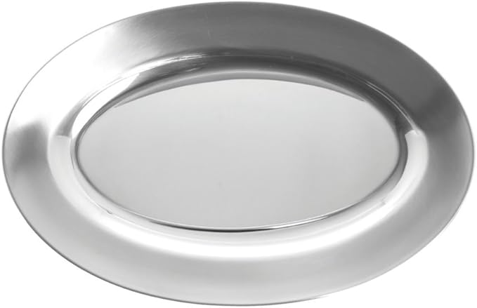 HUBERT Silver Serving Tray Oval Stainless Steel - 8" L x 5" W