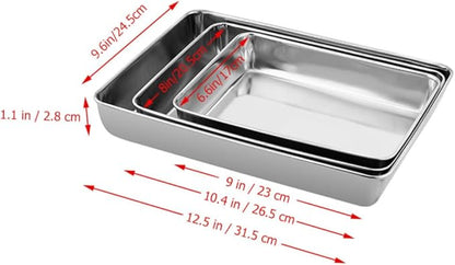 Garneck 3pcs Multi-purpose Serving Tray Kitchen Cold Dish Storage Plates for Fruits Appetizers Desserts for Picnics Parties and Home Organization