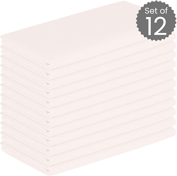 Set of 12 Cloth Dinner Napkins 100% Cotton - Soft Durable Washable - Ideal for Farmhouse Party Wedding Christmas Easter - Perfect Everyday Use Table Linen Cloth Napkins 17x17 - Ivory