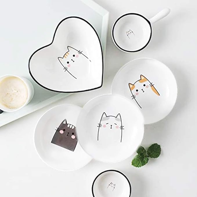 4pcs Ceramics Cat Dinner Relish Dishes Seasoning Dishes Dipping Appetizer Plates