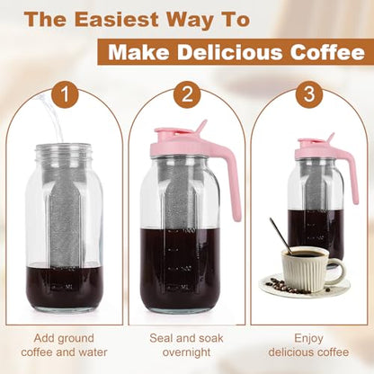 Cold Brew Coffee Maker (Pink / 64 Ounces)