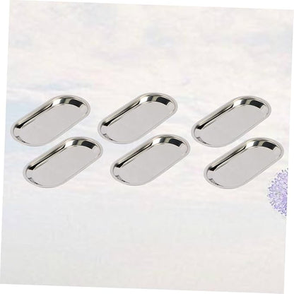 6pcs Stainless Steel Snack Tray Elegant Silver Dessert Plates for Banquets Parties and Restaurants for Serving Cakes Cookies Fruits and Snacks