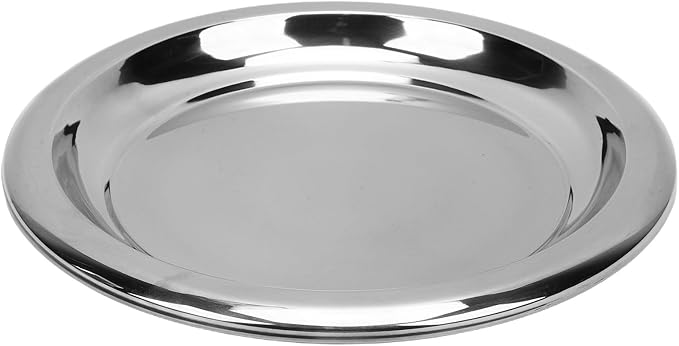 Diydeg Stainless Steel Round Serving Tray, Decorative Mirrored Finish Round Serving Bar, Sturdy Vacuum Coating Circular Platter, for Coffee Table Bar Party (S)
