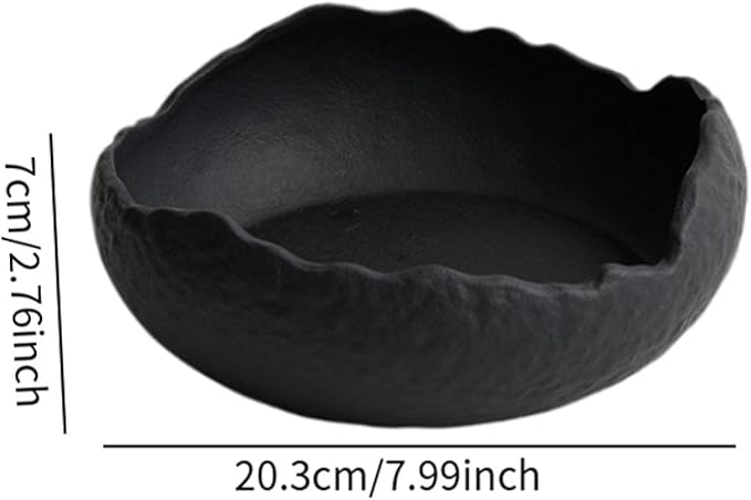 Ceramic Dinner Plate Salad Plate Decorative Plate Dinnerware Irregular Serving Plate Appetizer Plate for Snack Restaurant, Black