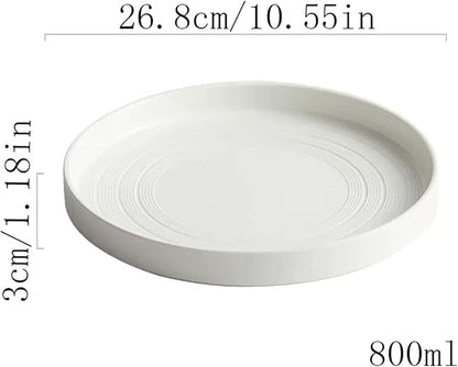 Kitchen Plates Ceramic Dinner Plate Home Kitchen Salad Plate Tableware Pure White Plate Round Simple Dessert Plate Flat Deep Plate Restaurant Plates(003)