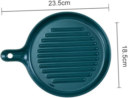 PRETYZOOM Ceramic Appetizer Plates Multi Functional Serving Plates for Dinner and Baking Microwave Oven Safe Unique Design Easy to Clean and Maintain for Housewarming
