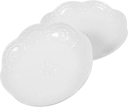 GLEAVI 1set Decorative Ceramic Sauce Plates Multi Function Appetizer Dishes for Dipping and Serving Impact Resistant Design Dishwasher and Microwave Safe for Snacks and Condiments 2pcs