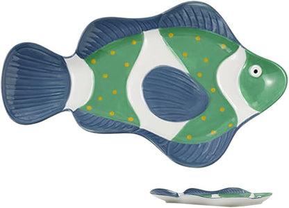 Shark Shape Ceramic Plate Fish Serving Dish Roasting Board Decorative Salad Holder Family Gathering