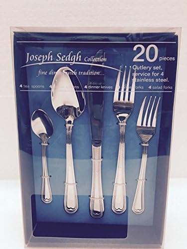 Venezia Collection "Silver Beads" Flatware Set 20-Piece Service for 4, 18/10 Stainless Steel Silverware Cutlery