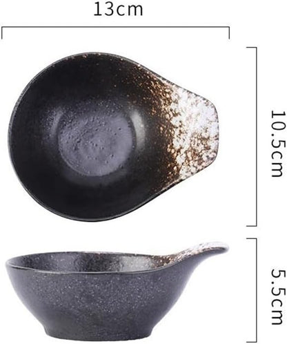 Appetizer Plates Dipping Bowls Ceramic, Sauce Dishes with Handle Snack Bowls for Sauce Soy Sushi Snack for Condiment