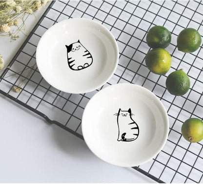 Ceramic Cat Appetizer Plates, Dessert Plates, Seasoning Plates - Set of 6