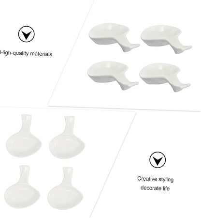 4pcs Dish Rack for Kitchen Counter Chopstick Holder Sauce Plate Ceramic Dipping Plates Stand for Home