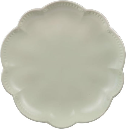 Sango 12 Pieces Scalloped Dinnerware Set, Sage Green Dishes for 4, Premium Serving Plates & Bowls Sets, Chip & Scratch Resistant, Ceramic Dishware, Kitchen Dish, Microwave & Dishwasher Safe, Bethany