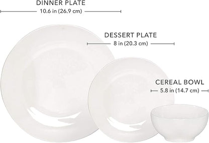Porcelain Dinner Set Porcelain Kitchen Dinnerware Set Ceramic Tableware Dinnerware Set – Set for 4 Dinnerware 12 pcs Set Dish –Durable Porcelain White Dinnerware Set, Plates and Bo