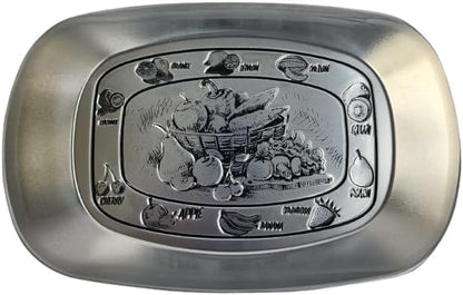 Silver Metal Oval Decorative Serving Tray Set of 3, Essentials, Christmas and Thanksgiving Home Decor, Embossed Vanity Trays for Entertaining and Gifting