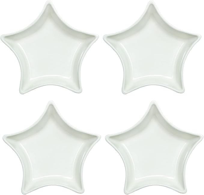 Star-shaped Multipurpose Ceramic Sauce Dish Seasoning Dishes Sushi Dipping Bowl Appetizer Plates(Set of 4)