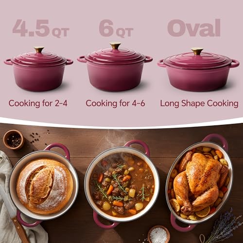 6 Quart Dutch Oven Pot with Lid (6 QT / Rose)