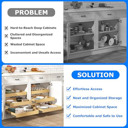 3 Tier Pull Out Cabinet Organizer with Soft Close (17''W x22''D / 3 Tiers)