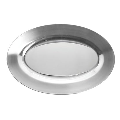 HUBERT Silver Serving Tray Oval Stainless Steel -11 3/4"L x 7 3/4"W
