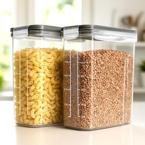Cereal Containers Storage Set with Lids (Clear / 4 Liter (Pack of 4))