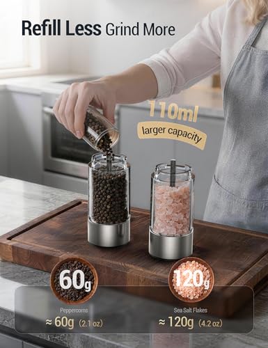 Electric Salt and Pepper Grinder Set (Large / Greige)