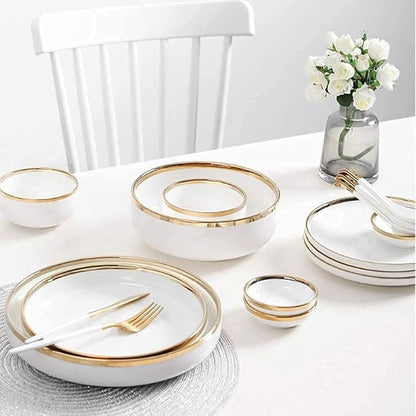 Dinnerware Set Dinner Party Tableware Service Set Dinnerware Sets Service for 2/4/6, Kitchen Plates and Bowls Sets White, Bone China Tableware