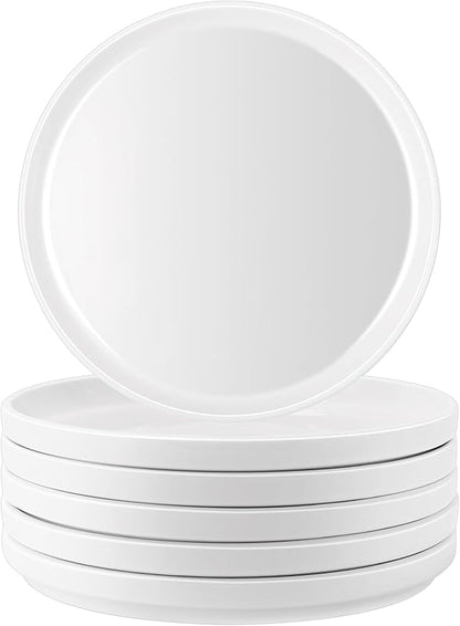 10 Inch White Dinner Plates Set of 6, Ceramic Appetizer Plates, Porcelain Dessert Plate, White Round Salad Plate for Kitchen, Restaurant, Microwave, Oven & Dishwasher Safe, Scratch Resistant