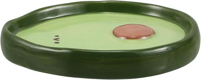 BESPORTBLE Ceramic Snack Plate and Fruit Dish 4-inch Hand-painted Avocado Shape Small Appetizer Tray for Dipping Sauce and Salad Serving in Home Kitchen