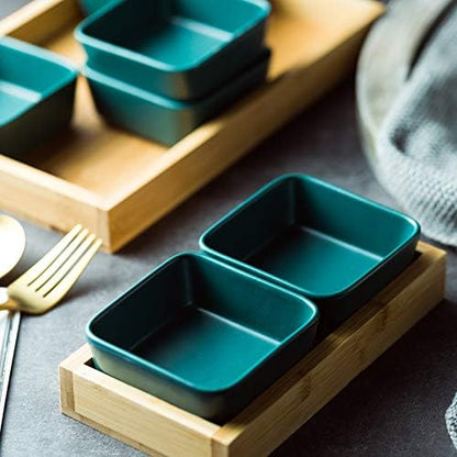 Sizikato 4 pcs Matte Ceramic Square Soy Sauce Dipping Bowls Side Dishes for Snack Sushi Fruit Appetizer Dessert. 3.5 Inches