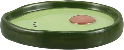 Healifty Cute Avocado-shaped Small Ceramic Plate 4-inch Hand-painted Fruit Dish Snack Appetizer Plate for Home Use and Dipping Sauces