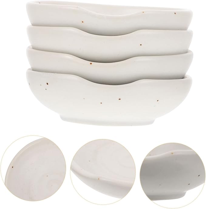 Alipis Ceramic Dipping Bowl Set with Vinegar Dish Square Appetizer Plates Seasoning Saucer for Home Use Beige Ceramic Sauce Dish for Snacks and Appetizers