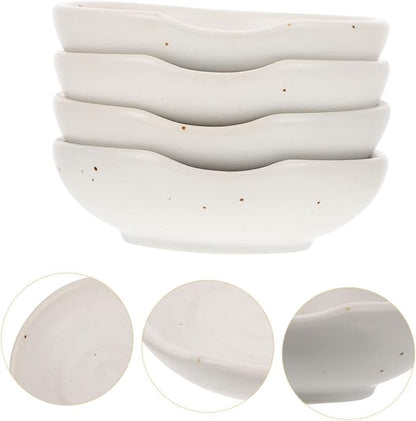 Alipis Ceramic Dipping Bowl Set with Vinegar Dish Square Appetizer Plates Seasoning Saucer for Home Use Beige Ceramic Sauce Dish for Snacks and Appetizers