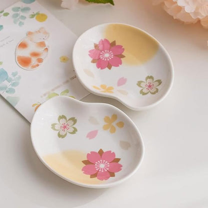 HEXEH Salad Plate Ceramic Plum Blossom Sauce Dish Sushi Dipping Dishes Appetizer Plates Snack Dessert Porcelain Serving Dish Seasoning Dishes Set of 2 Plastic Plate