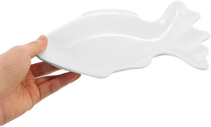 VOSAREA Fish Shaped Ceramic Plate for Appetizers Sushi and Snacks Cute Dish for Serving Desserts Vegetables and Dips for Boys and Girls and Family Gatherings