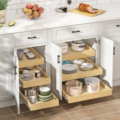 3 Tier Pull Out Cabinet Organizer with Soft Close (17''W x22''D / 3 Tiers)