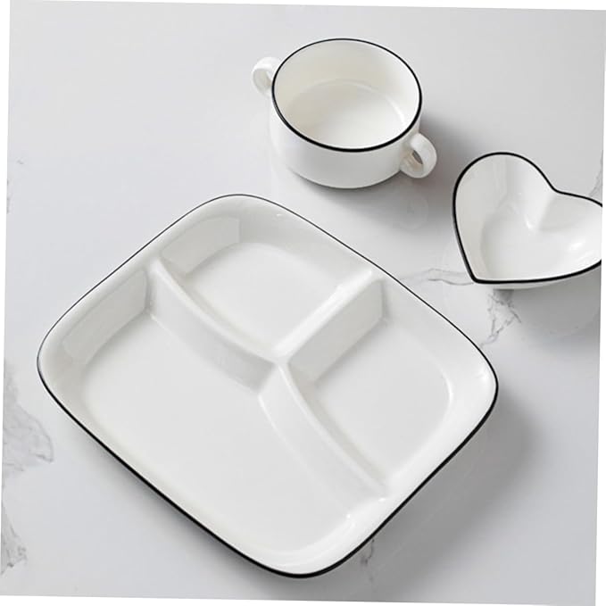 Divided Serving Plate Set Ceramic Dinnerware Set of Square Plates for Appetizer Cake Dessert Grill Meat Fish Sandwich Fruit