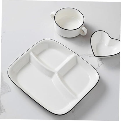 Divided Serving Plate Set Ceramic Dinnerware Set of Square Plates for Appetizer Cake Dessert Grill Meat Fish Sandwich Fruit