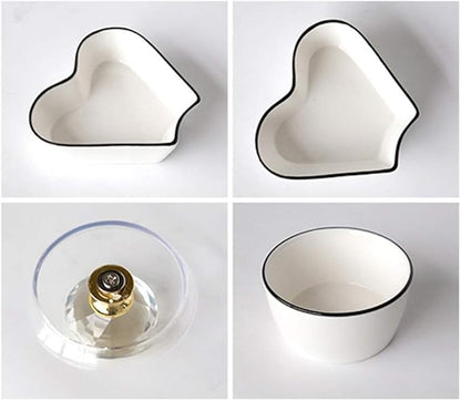 Beautiful Ceramic Appetizer Plate, Snack Plate, Tableware, Seasoning Plate, Dipping Sauce Plate, Fruit Plate with Bracket Platter/B