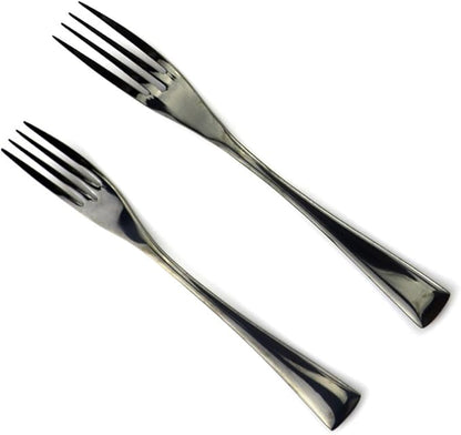 JASHII 18/10 Stainless Steel 24 Piece Mirror Polished Black Flatware Set,Dinner Knife Steak Knife Salad Fork Dessert Coffee Spoon，Service for 4 ，Black Utensil Sets