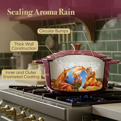 6 Quart Dutch Oven Pot with Lid (6 QT / Rose)