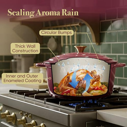 6 Quart Dutch Oven Pot with Lid (6 QT / Rose)