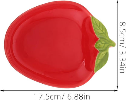 Hemoton 8pcs Ceramic Strawberry Seasoning Dishes Appetizer Tray for Serving Sushi Snacks and Dipping Sauces Creative Dishware for Home and Restaurant Use
