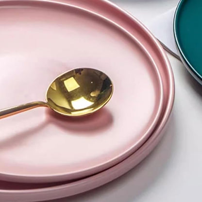 Dessert Plates Simple Solid Color Ceramic Dinner Plate Home Western Food Round Breakfast Dinner Tableware