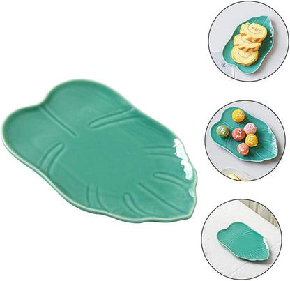 Ciieeo Ceramic Leaf Plate Decorative Dinnerware Simple Design for Dessert Appetizers Snacks Oven Safe Easy to Clean