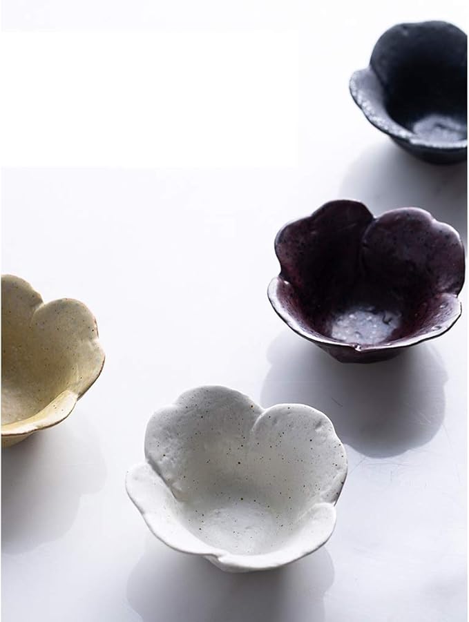 Ceramic cutlery salad bowl Ceramic Appetizer Plate, Snack Plate, Tableware, Seasoning Plate, Dipping Sauce Plate, Flower-Shaped Sauce Plate small bowl (Size : D)