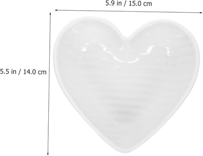 PRETYZOOM 4pcs Heart-shaped Ceramic Sauce Dish White Spice Dishes for Seasoning Dipping Condiments Family Gatherings Parties and Outdoor Events