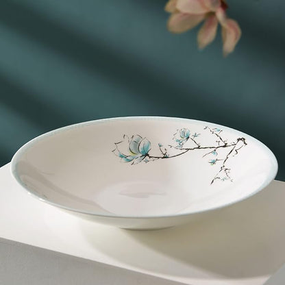 Elegant Bone China Dinnerware Set,Service for 4/6/8 People,Porcelain Dinnerware Sets,Ceramic Dinner Sets with Dishes/Plate/Bowl,Lead-Free Tableware,Dishwasher & Microwave Safe (White 48 Pcs)