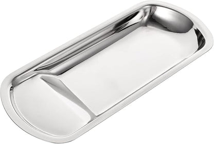Cabilock 1pc Stainless Steel Serving Tray for Kitchen Multi-functional Spoon Ladle Holder and Lightweight Tableware for Catering Buffets and Family Reunions